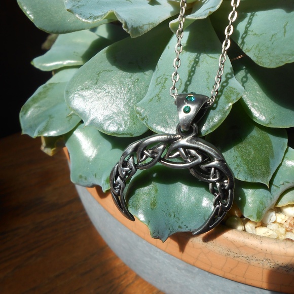 Celtic Crescent Moon Necklace - Picture 2 of 5